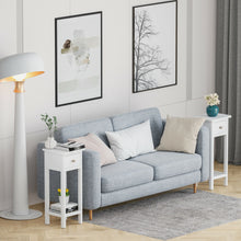 Load image into Gallery viewer, Gymax 2PCS 2 Tier End Bedside Sofa Side Table with Drawer Shelf Acacia Wood Nightstand White