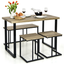 Load image into Gallery viewer, Gymax 4-Piece Dining Table Set Industrial Dinette Set Kitchen Table w/Bench & 2 Stools