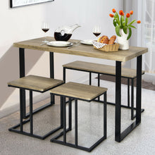 Load image into Gallery viewer, Gymax 4-Piece Dining Table Set Industrial Dinette Set Kitchen Table w/Bench & 2 Stools