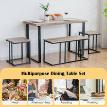 Load image into Gallery viewer, Gymax 4-Piece Dining Table Set Industrial Dinette Set Kitchen Table w/Bench & 2 Stools