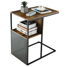 Load image into Gallery viewer, Gymax C Shape Sofa Side End Table Reversible Snack Table Nightstand Steel Frame Oak