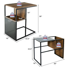 Load image into Gallery viewer, Gymax C Shape Sofa Side End Table Reversible Snack Table Nightstand Steel Frame Oak
