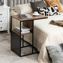 Load image into Gallery viewer, Gymax C Shape Sofa Side End Table Reversible Snack Table Nightstand Steel Frame Oak