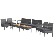 Load image into Gallery viewer, Gymax 8PCS Rattan Patio Conversation Furniture Set w/ Acacia Wood Tabletop & Cushions
