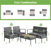 Load image into Gallery viewer, Gymax 8PCS Rattan Patio Conversation Furniture Set w/ Acacia Wood Tabletop & Cushions