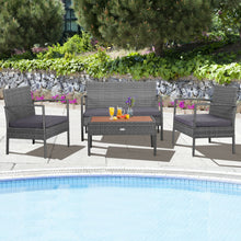 Load image into Gallery viewer, Gymax 8PCS Rattan Patio Conversation Furniture Set w/ Acacia Wood Tabletop & Cushions
