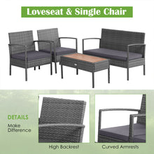 Load image into Gallery viewer, Gymax 8PCS Rattan Patio Conversation Furniture Set w/ Acacia Wood Tabletop & Cushions