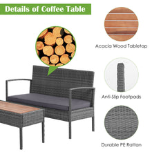 Load image into Gallery viewer, Gymax 8PCS Rattan Patio Conversation Furniture Set w/ Acacia Wood Tabletop & Cushions