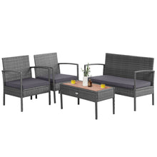 Load image into Gallery viewer, Gymax 8PCS Rattan Patio Conversation Furniture Set w/ Acacia Wood Tabletop & Cushions