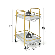 Load image into Gallery viewer, Gymax Gold Serving Cart Utility Trolley on Wheel Rolling Kitchen Rack w/Handle