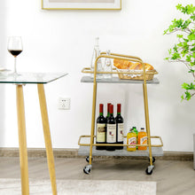 Load image into Gallery viewer, Gymax Gold Serving Cart Utility Trolley on Wheel Rolling Kitchen Rack w/Handle
