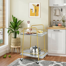 Load image into Gallery viewer, Gymax Gold Serving Cart Utility Trolley on Wheel Rolling Kitchen Rack w/Handle