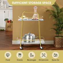 Load image into Gallery viewer, Gymax Gold Serving Cart Utility Trolley on Wheel Rolling Kitchen Rack w/Handle