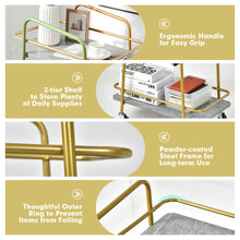 Load image into Gallery viewer, Gymax Gold Serving Cart Utility Trolley on Wheel Rolling Kitchen Rack w/Handle