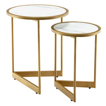 Load image into Gallery viewer, Gymax Round Nesting Table Set of 2 Modern Side End Table Space-saving V-shaped Base