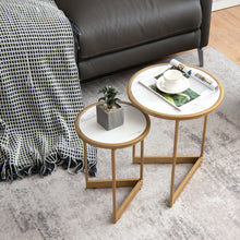 Load image into Gallery viewer, Gymax Round Nesting Table Set of 2 Modern Side End Table Space-saving V-shaped Base