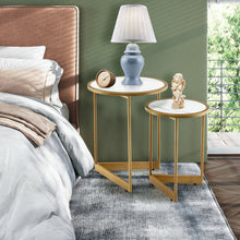 Load image into Gallery viewer, Gymax Round Nesting Table Set of 2 Modern Side End Table Space-saving V-shaped Base