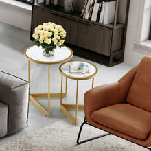 Load image into Gallery viewer, Gymax Round Nesting Table Set of 2 Modern Side End Table Space-saving V-shaped Base