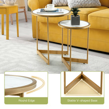 Load image into Gallery viewer, Gymax Round Nesting Table Set of 2 Modern Side End Table Space-saving V-shaped Base