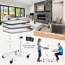 Load image into Gallery viewer, Gymax Overbed Bedside Table Universal Wheels Adjustable Tilt Top Laptop Hospital Desk