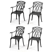 Load image into Gallery viewer, Gymax Set of 4 Cast Aluminum Dining Chairs Durable Solid Construction W/Armrest Black