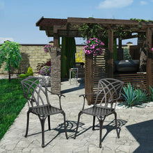 Load image into Gallery viewer, Gymax Set of 4 Cast Aluminum Dining Chairs Durable Solid Construction W/Armrest Black