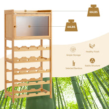Load image into Gallery viewer, Gymax 20-Bottle Bamboo Wine Rack Cabinet Freestanding Display Shelf w/ Glass Hanger