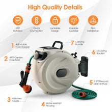 Load image into Gallery viewer, Gymax Retractable Hose Reel Wall Mounted 1/2'' 49ft Any Length Lockw/Hose Nozzle