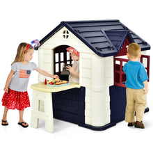 Load image into Gallery viewer, Gymax Kid's Playhouse Games Cottage w/ 7 PCS Toy Set & Waterproof Cover