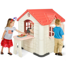 Load image into Gallery viewer, Gymax Kid's Playhouse Games Cottage w/ 7 PCS Toy Set & Waterproof Cover