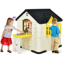 Load image into Gallery viewer, Gymax Kid's Playhouse Games Cottage w/ 7 PCS Toy Set & Waterproof Cover