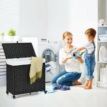 Load image into Gallery viewer, Gymax Laundry Hamper w/Wheels & Lid, 125L 3-Section Clothes Hamper w/2 Liner Bags
