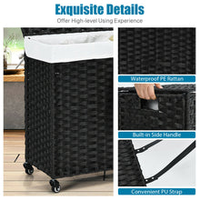 Load image into Gallery viewer, Gymax Laundry Hamper w/Wheels & Lid, 125L 3-Section Clothes Hamper w/2 Liner Bags
