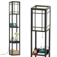 Load image into Gallery viewer, Gymax Modern Standing Shelf Floor Lamp w/ 1 Power Outlet & 2 USB Ports for Living Room