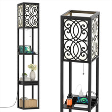 Load image into Gallery viewer, Gymax Modern Standing Shelf Floor Lamp w/ 1 Power Outlet and 2 USB Ports for Living Room