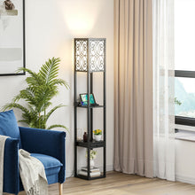Load image into Gallery viewer, Gymax Modern Standing Shelf Floor Lamp w/ 1 Power Outlet and 2 USB Ports for Living Room