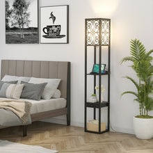 Load image into Gallery viewer, Gymax Modern Standing Shelf Floor Lamp w/ 1 Power Outlet and 2 USB Ports for Living Room