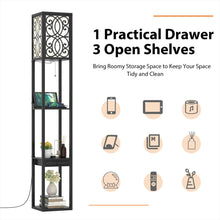 Load image into Gallery viewer, Gymax Modern Standing Shelf Floor Lamp w/ 1 Power Outlet and 2 USB Ports for Living Room