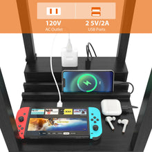 Load image into Gallery viewer, Gymax Modern Standing Shelf Floor Lamp w/ 1 Power Outlet and 2 USB Ports for Living Room