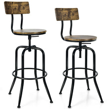 Load image into Gallery viewer, Gymax Set of 2 Industrial Bar Stool Adjustable Swivel Counter-Height Dining Side Chair