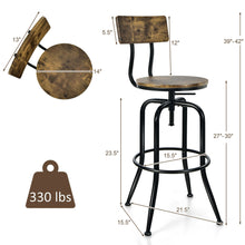 Load image into Gallery viewer, Gymax Set of 2 Industrial Bar Stool Adjustable Swivel Counter-Height Dining Side Chair