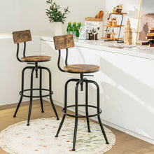 Load image into Gallery viewer, Gymax Set of 2 Industrial Bar Stool Adjustable Swivel Counter-Height Dining Side Chair