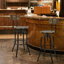 Load image into Gallery viewer, Gymax Set of 2 Industrial Bar Stool Adjustable Swivel Counter-Height Dining Side Chair