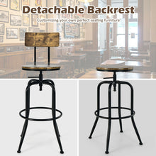 Load image into Gallery viewer, Gymax Set of 2 Industrial Bar Stool Adjustable Swivel Counter-Height Dining Side Chair