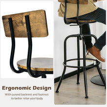 Load image into Gallery viewer, Gymax Set of 2 Industrial Bar Stool Adjustable Swivel Counter-Height Dining Side Chair