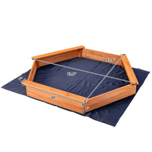 Load image into Gallery viewer, Gymax Hexagon Wooden Cedar Sand Box w Seat Boards & Cover & Ground Liner