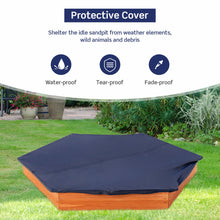 Load image into Gallery viewer, Gymax Hexagon Wooden Cedar Sand Box w Seat Boards & Cover & Ground Liner