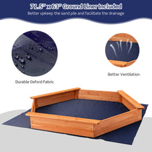 Load image into Gallery viewer, Gymax Hexagon Wooden Cedar Sand Box w Seat Boards & Cover & Ground Liner