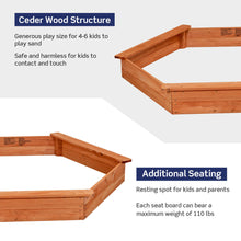 Load image into Gallery viewer, Gymax Hexagon Wooden Cedar Sand Box w Seat Boards & Cover & Ground Liner