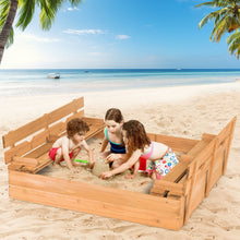 Load image into Gallery viewer, Gymax Kids Large Wooden Sandbox Outdoor Cedar Sandpit Play Station with 2 Bench Seats